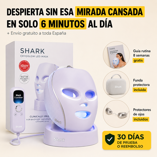 Máscara de Luz LED Shark CryoGlow – La primera de España con frío en el contorno de ojos