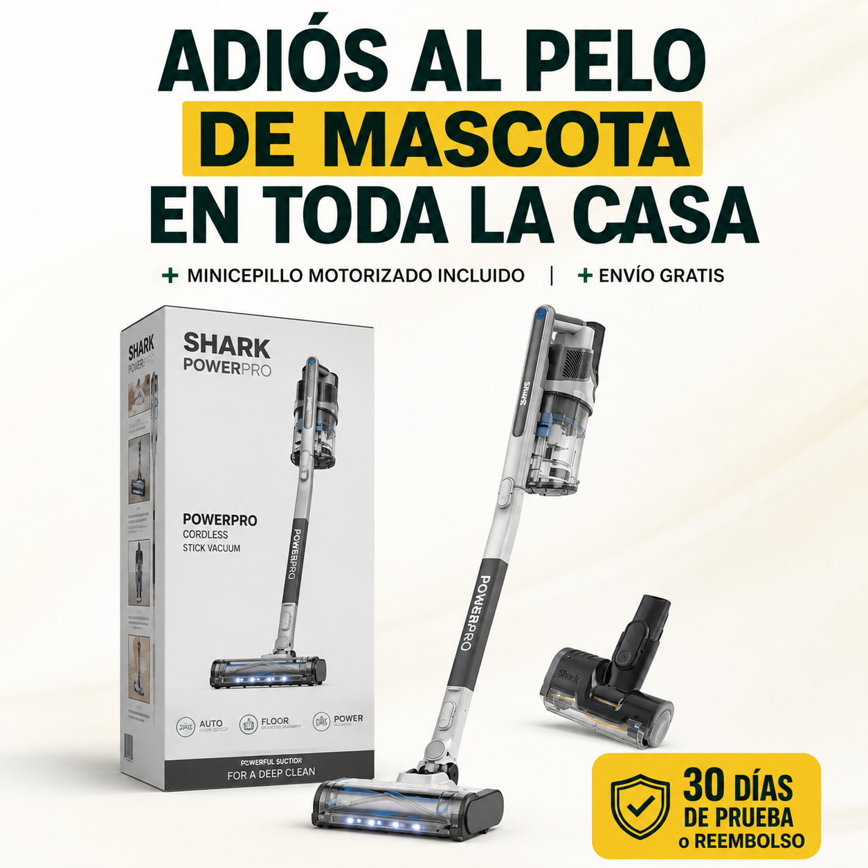 Shark PowerPro Especial Mascotas – El pelo desaparece y el cepillo se limpia solo