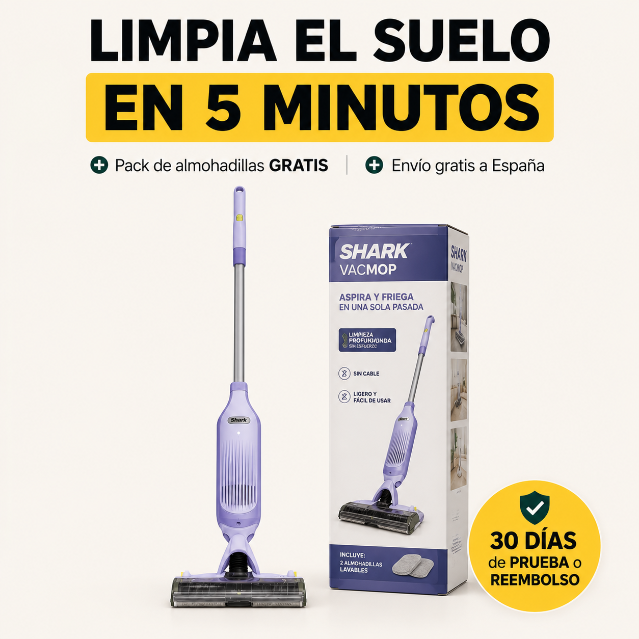 Shark VacMop 2 en 1 – Aspira y friega tu suelo en una sola pasada