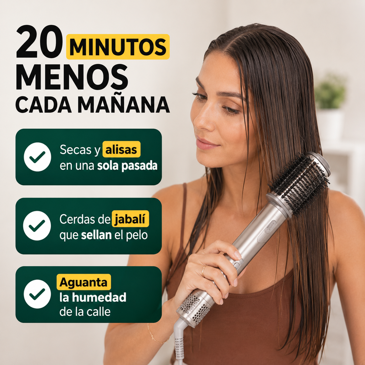 40 minutos cada mañana. Y encima sales con el pelo encrespado.